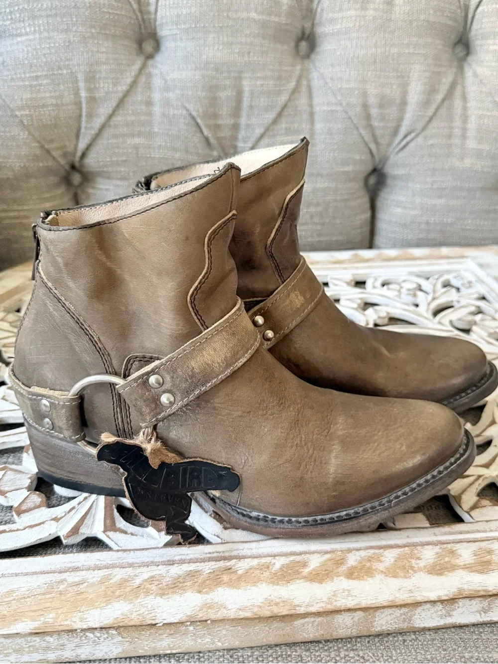 Freebird by Steven Santiago Leather Harness Ankle Boots 7 NEW $275